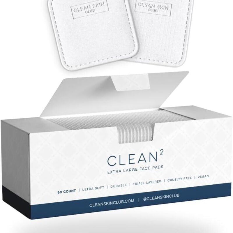 Clean Skin Club Clean² Pads 2.0 [New & Improved Edges] Guaranteed Not to Shed & Tear Face Pads, Unique Triple Layers, Textured & Ultra Soft Side, Organic Disposable Cotton, Pair...